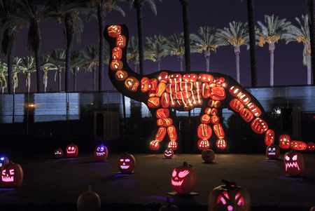 OCT 11, California: Pumpkin with light at night on OCT 11, 2015 near Santa Anita Mall, Californiaのeditorial素材