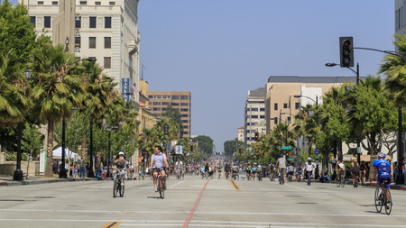MAR 31, Pasadena: CicLAvia Pasadena, Car free day on MAR 31, 2015 on at Pasadena, Los Angelesのeditorial素材