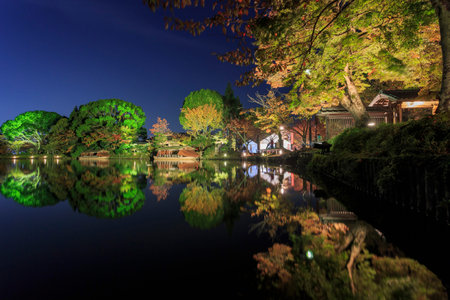 Beautiful fall, autumn landscape around Daikakuji Temple, Kyoto, Japanのeditorial素材