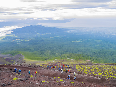 Hiking in the famous Mount Fuji, Japanの写真素材