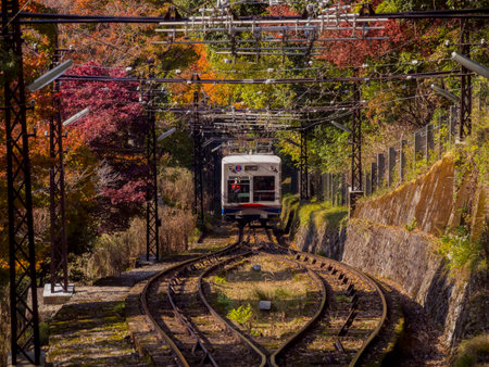 Beautiful fall, autumn landscape around Mount Hiei, Kyoto, Japanのeditorial素材