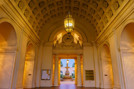 The night scene of Pasadena City Hall near Los Angeles, California