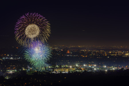 fireworks over the famous Rose Bowlのeditorial素材