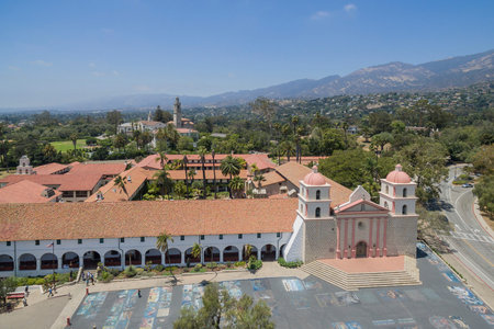 The beautiful Old Misson Church of Santa Barbara, California