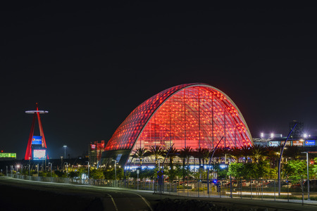 Anaheim, JUL 16: The beautiful Anaheim Regional Intermodal Transit Center on JUL 16, 2016 at Anaheim, Californiaのeditorial素材