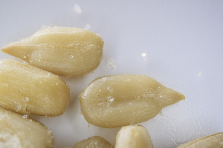 Delicious salted Sunflower seeds close up detail shootの写真素材