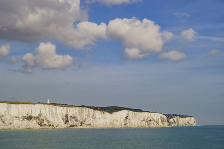 National Trust - The White Cliffs of Dover with blue sky and cloudsのeditorial素材