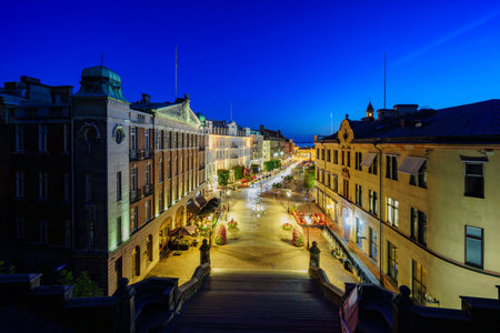 Aerial view of the beautiful city - Helsingborg, Sweden at night
