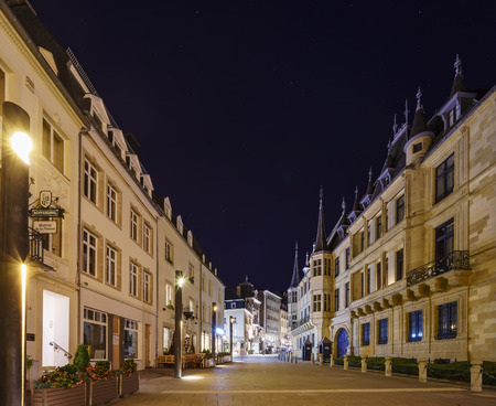 Luxembourg, SEP 9: The historical Palais Grand Ducal at night at Luxembourgのeditorial素材