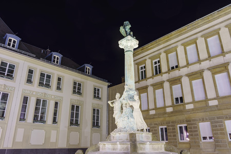 Historical statue in Luxembourg street at nightのeditorial素材