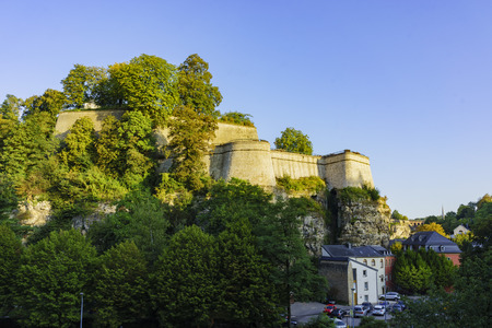 Historical remains of the city wall at Bock, Luxembourgのeditorial素材