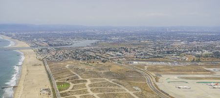 The aerial view of Marina Del Rey and Los Angeles, Californiaのeditorial素材