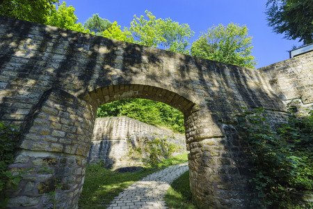 Historical remains of the city wall at Bock, Luxembourgのeditorial素材
