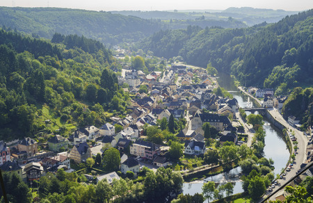 aerial view of  Vianden city, Luxembourgのeditorial素材