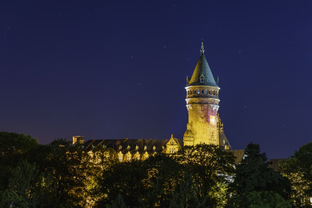 High Authority of the European Coal and Steel Community of Luxembourg at nightのeditorial素材