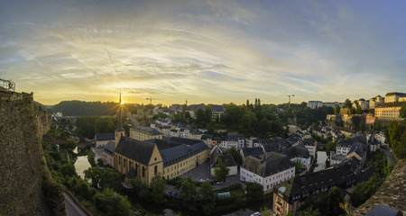 The historical superb view of the Grund, Luxembourgのeditorial素材