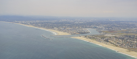 The aerial view of Marina Del Rey and Los Angeles, Californiaの写真素材