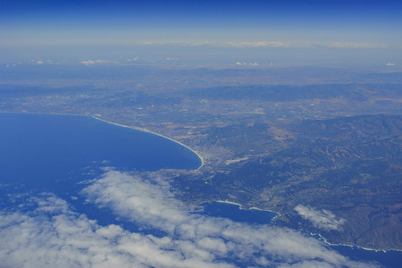 Aerial view of Del Monte Forest, Pebble Beach, Californiaの写真素材