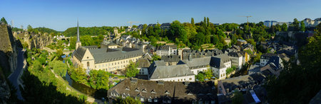 The historical superb view of the Grund, Luxembourgのeditorial素材
