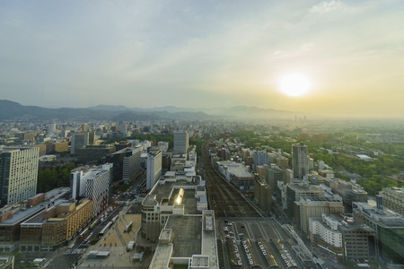 Sapporo, MAY 23: Aerial view of Sapporo city downtown on MAY 23, 2016 at Sapporo, Japanのeditorial素材