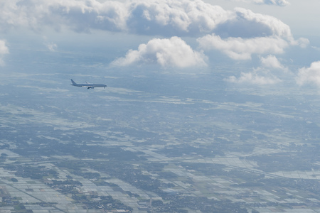 Great Aerial landscape view of Japan  with an airplaneの写真素材