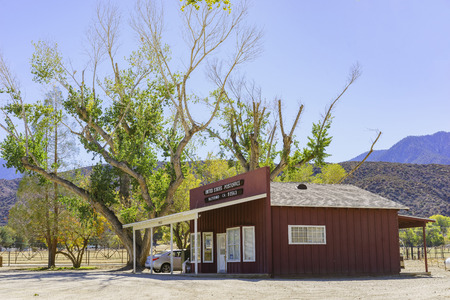 Beautiful fall color with old post office of Valyermo, Los Angeles County, Californiaのeditorial素材