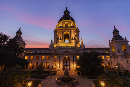 The sunset scene of Pasadena City Hall near Los Angeles, Californiaの写真素材