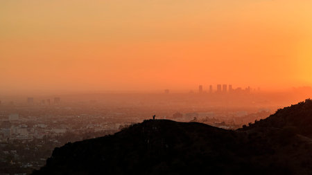 Los Angeles Westwood Sunset Cityscape from Griffith Park, California