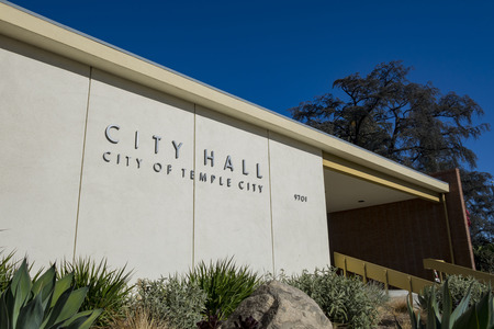 The entrance sign of Temple City City Hallのeditorial素材
