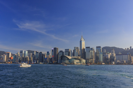 The famous Victoria Harbor at Hong Kongの写真素材