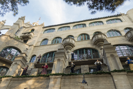 Exterior of the Historical Mission Inn during afternoon, christmas, at Riverside, Californiaのeditorial素材