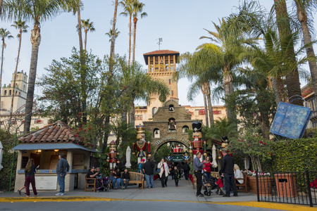 Riverside DEC 10: Exterior of the Historical Mission Inn during afternoon, christmas on DEC 10, 2016 at Riverside, Californiaのeditorial素材