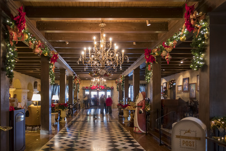 Riverside, DEC 10: Beautiful Christmas lights inside of Mission inn on DEC 10, 2016 at Riversideのeditorial素材