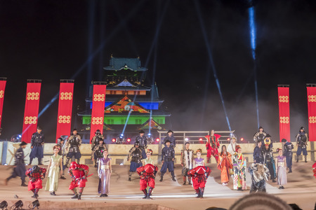 Osaka, DEC 19: Performance in front of  the famous Osaka Castle on DEC 19, 2016 at Osaka, Japanのeditorial素材