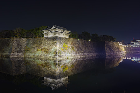 Night view of the famous and historical Osaka Castle at Osaka, Japanのeditorial素材