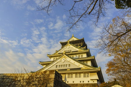 Sunset view of the famous Osaka Castleat Osaka, Japanのeditorial素材