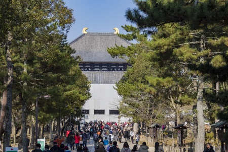 Nara, DEC 17: The famous and historical TodaiJi in Nara Park on DEC 17, 2016 at Nara, Japanのeditorial素材