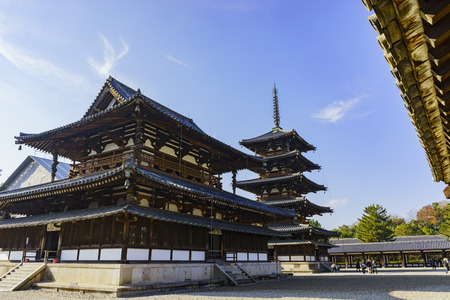 The historical Horyu Ji at Nara, Japanのeditorial素材
