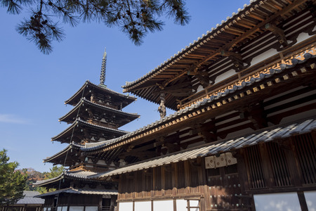 The historical Horyu Ji at Nara, Japanのeditorial素材