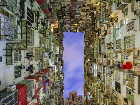 Square shape crowd of buildings in Hong Kong, Chinaの写真素材