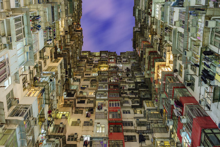 crowded building in Hong Kong, Chinaのeditorial素材