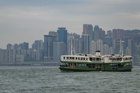 Hong Kong, JAN 1: The famous Victoria Harbor and star ferry on JAN 1, 2017 at Hong Kongのeditorial素材