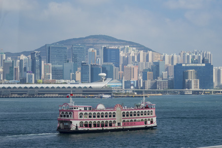 Hong Kong, JAN 1: Ships and the Kowloon bay on JAN 1, 2017 at Hong Kongのeditorial素材