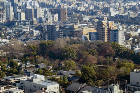 Aerial view of  Kyoto downtown cityscape on Kyoto Tower, Japanのeditorial素材