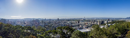 Morning aerial view of Taipei cityscape from Yang Ming University, Taipei, Taiwanの写真素材