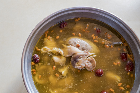 The delicious local chicken  soup at Taiwanの写真素材