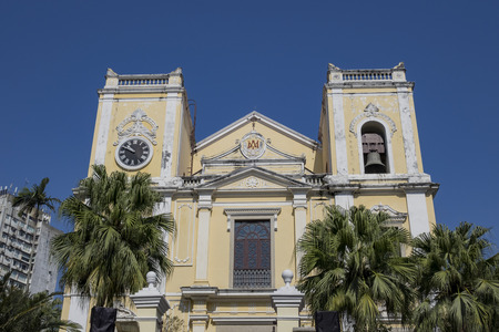 Morning view of St. Joseph's Seminary and Church at Macau, Chinaの写真素材