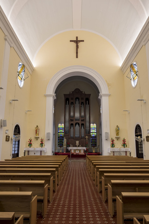 Macau, DEC 29: The interior of the historical St. Lazarus' Church on DEC 29, 2016 at Macau, Chinaのeditorial素材