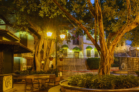 Macau, DEC 30: Night view of the famous Largo do Lilau on DEC 30, 2016 at Macau, Chinaのeditorial素材