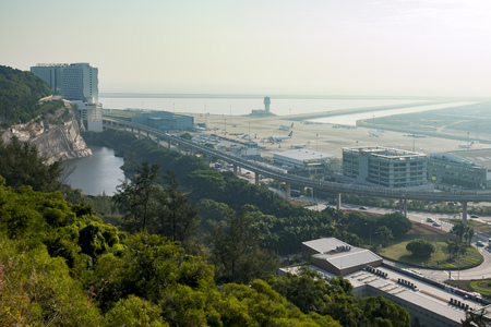 Macau, DEC 31: Aerial view of Macau International Airport on DEC 31, 2016 at Taipa, Macau, Chinaのeditorial素材